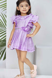 Purple Floral Embellished And Stone Work Party Wear Frock For Girls