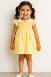 Yellow Cotton Button Down Day Dress for Girls