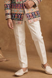 Multicolor Sequin Embroidered Sherwani Set with Tailored Pants For Boys
