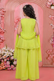 Yellow Multi-Thread Embroidered Palazzo Set for Girls