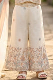 Girls Ivory Pastel Floral Embroidered Palazzo Set With Dupatta