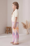 Girls White Floral Printed Co-Ord Set with Jacket and Wide-Leg Pants