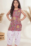 Rani Pink Sequins Embroidered Patiala Set For Girls