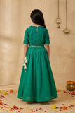Green Embroidered Lehenga Choli Set For Girls