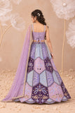 Girls Lavender And Purple Floral Mirror Work Embellished Lehenga Choli Set