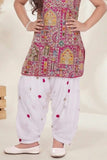 Rani Pink Sequins Embroidered Patiala Set For Girls