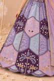 Girls Lavender And Purple Floral Mirror Work Embellished Lehenga Choli Set