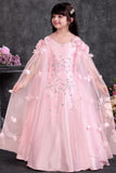Girls Floral Sequin Embellished Blush Pink Party Gown