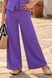 Girls Purple Peplum Top With Wide Leg Co-Ord Set