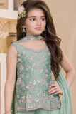 Pista Green Embroidered Georgette Palazzo Set For Girls