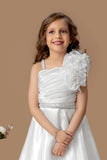 Designer White Floral Appliqué Party Wear Gown For Girls