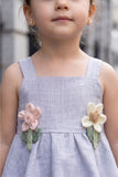 Girls Blue Peplum Top And Shorts Co-Ord Set with Floral Applique