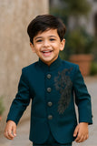 Classic Teal Blue Jodhpuri Suit Set For Boys