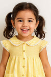 Yellow Cotton Button Down Day Dress for Girls
