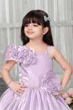 Lavender One-Shoulder Gown With 3D Floral Appliqué For Girls