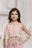 Pastel Pink Cape Style Palazzo Set With Sequin Floral Embroidery For Girls