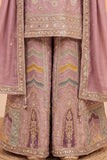Mauve Zari Embroidered Designer Wear Palazzo Set