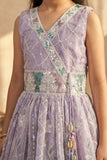 Lavender Embroidered Ethnic Gown with Tassel Detailing for Girls