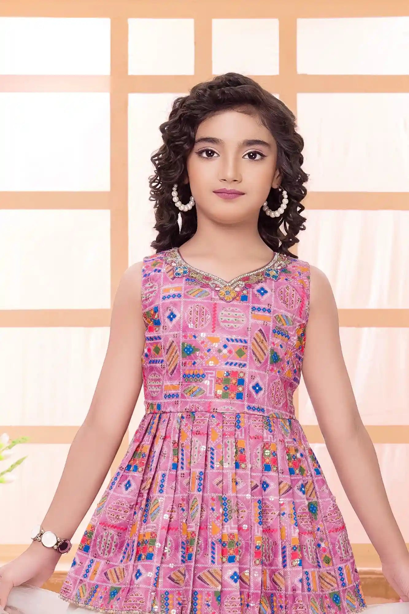 Pink Embroidered Kurti with White Patiala And Dupatta For Girls