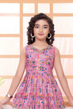 Pink Embroidered Kurti with White Patiala And Dupatta For Girls