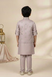 Onion Pink Embroidered Kurta Pajama Set with Ethnic Jacket for Boys