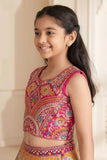 Multicolor Printed Lehenga Choli Set with Dupatta For Girls