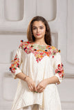 Cream With Multicolor Embroidered Kurta with Dhoti Pants For Girls