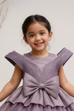 Lavender Bow Embellished Party Wear Frock For Girls