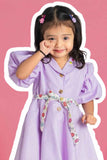 Lavender Casual Frock With Embroidered For Girls
