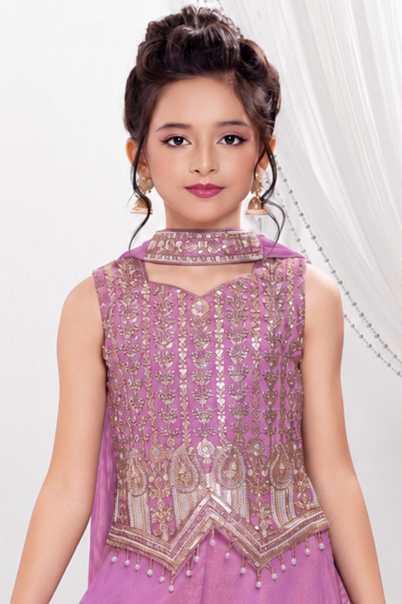 Elegant Lavender Embroidered Palazzo Set with Dupatta