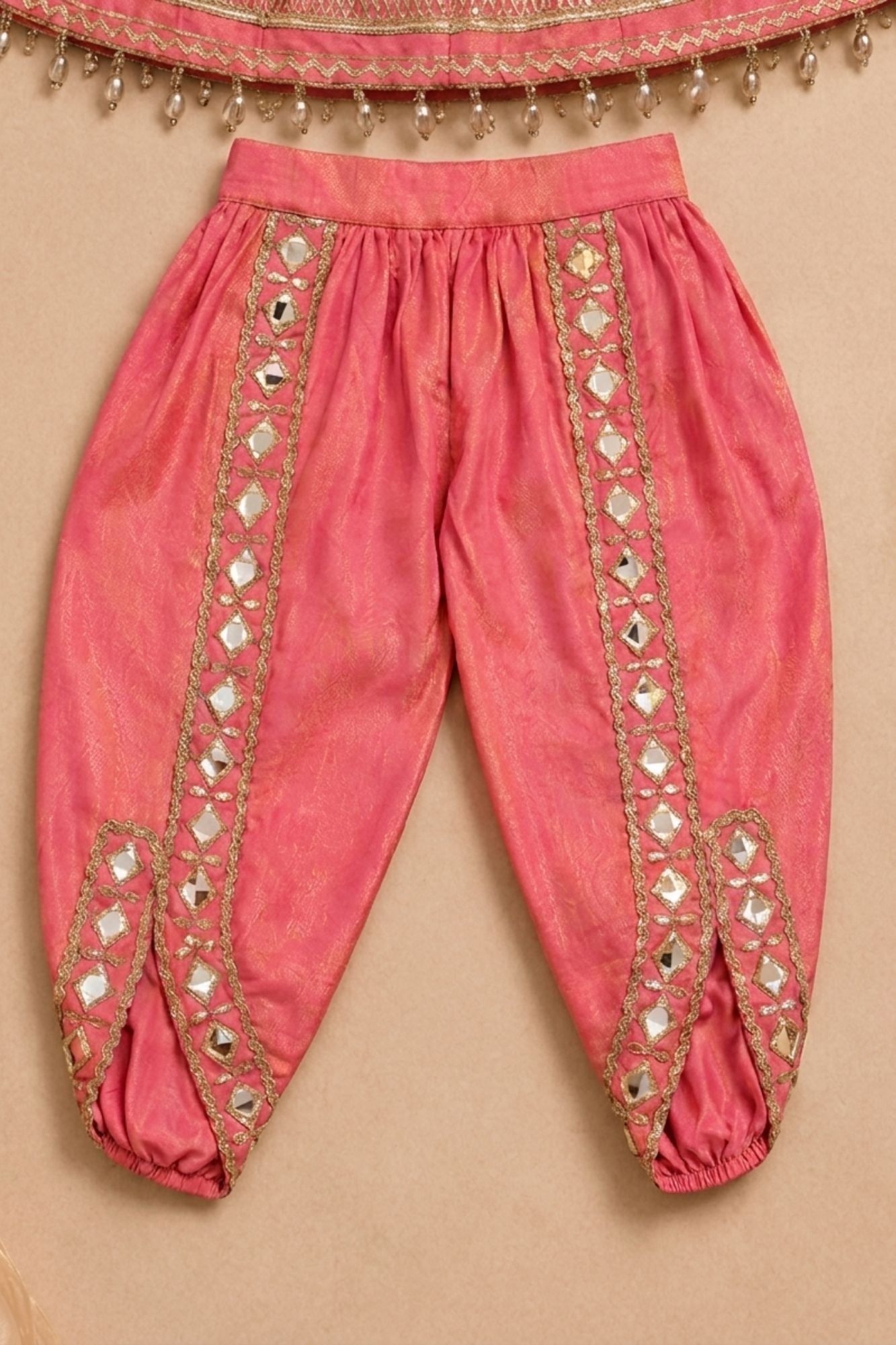 Dusty Pink Mirror Work Dhoti Kurta Set