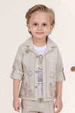 Stylish Beige Co-ord Set with Embroidered Jacket and T-Shirt For Boys