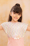Pink Sequins Work And Floral Embellished Party Dress For Girls