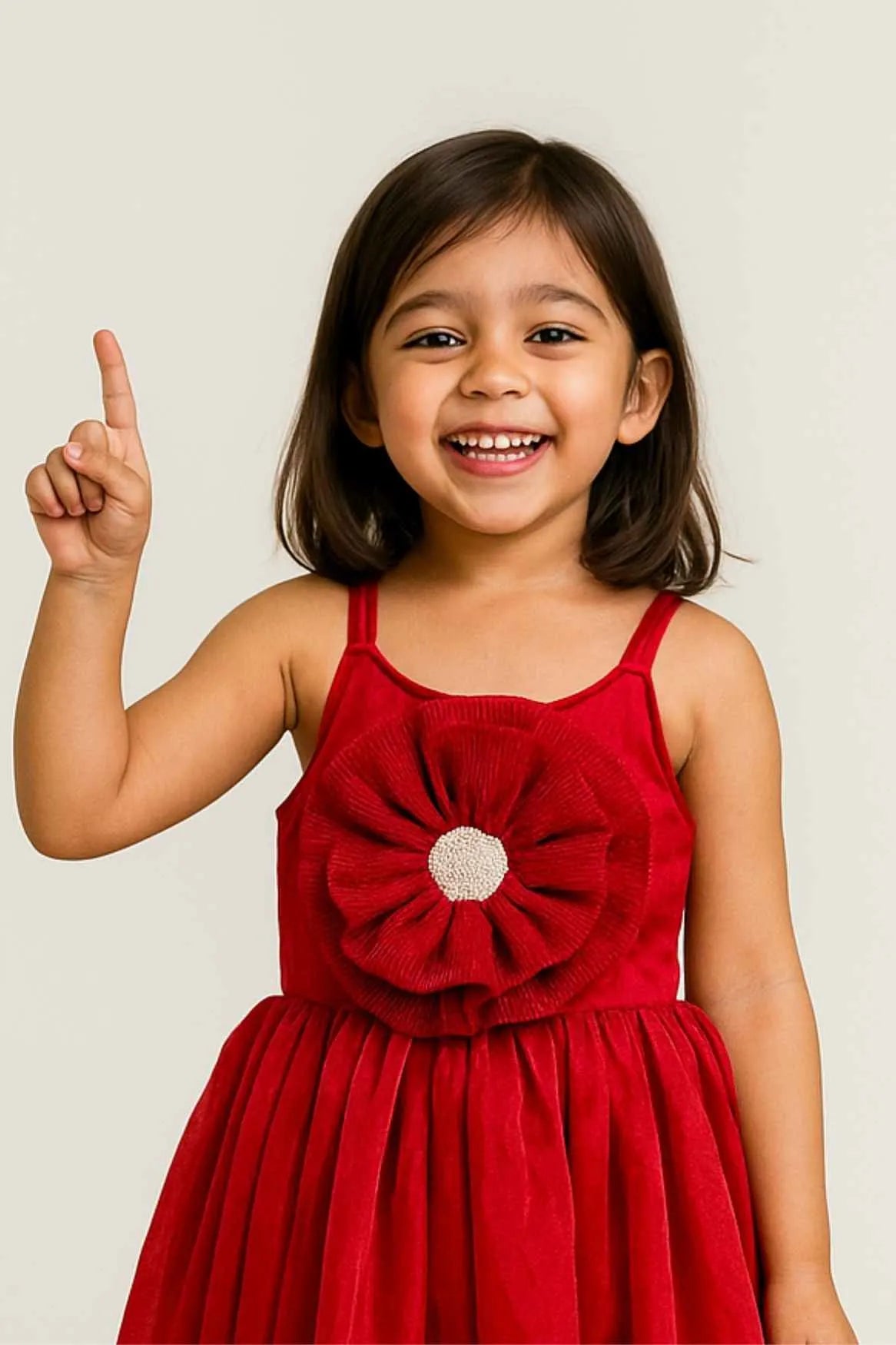 Red Floral Embellishment Party Wear Gown For Girls