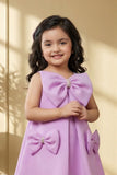 Girls Lavender A-Line Party Dress with Statement Bow Details