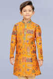 Ethnic Mustard Printed Kurta Set For Boys
