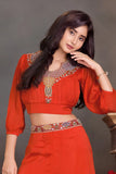 Designer Orange  Palazzo Set With Multicolor Thread Embroidery for Girls