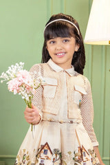 Dreamy Cream Cityscape Dress for Girls