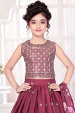 Onion Pink Sleeveless And Sequins Work With Embroidered Lehenga Choli Set For Girls