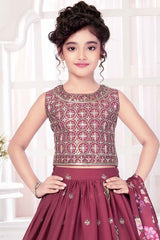 Onion Pink Sleeveless And Sequins Work With Embroidered Lehenga Choli Set For Girls