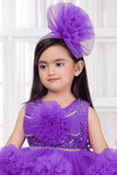 Purple Sequined Tulle Party Wear Frock for Girls