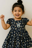 Black Tiered Floral Dress for Girls