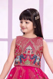 Royal Elephant Motif Pink Embroidered Ethnic Skirt And Top Set For Girls