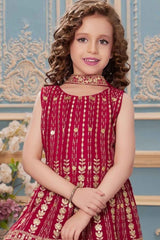 Rani Pink Sequins And Embroidery Sharara Set For Girls