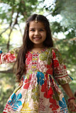 Multicolor Floral Printed  Sharara Set with Embroidered Yoke and Tassel Details For Girls