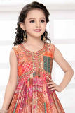 Multicolor Printed Gown With Sequin Work For Girls