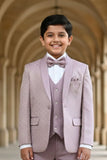 Premium Mauve Self Design 5-Piece Party Suit Set For Boys