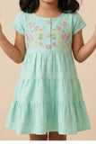 Elegant Turquoise Hakoba And Embroidered Frock For Girls