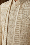 Ivory Embroidered Indo Western Sherwani Set For Boys