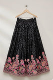 Black Sequin Embroidered Lehenga Choli with Floral Detailing For Girls